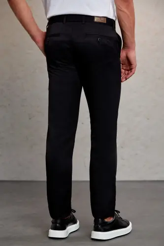 Black Slim Fit Patterned Side Pocket Canvas Pants - 6