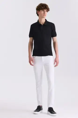 Black Slim Fit Polo Collar T-Shirt - 4
