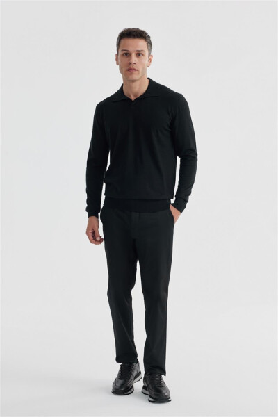 Black Slim Fit Polo Neck Sweater - 2