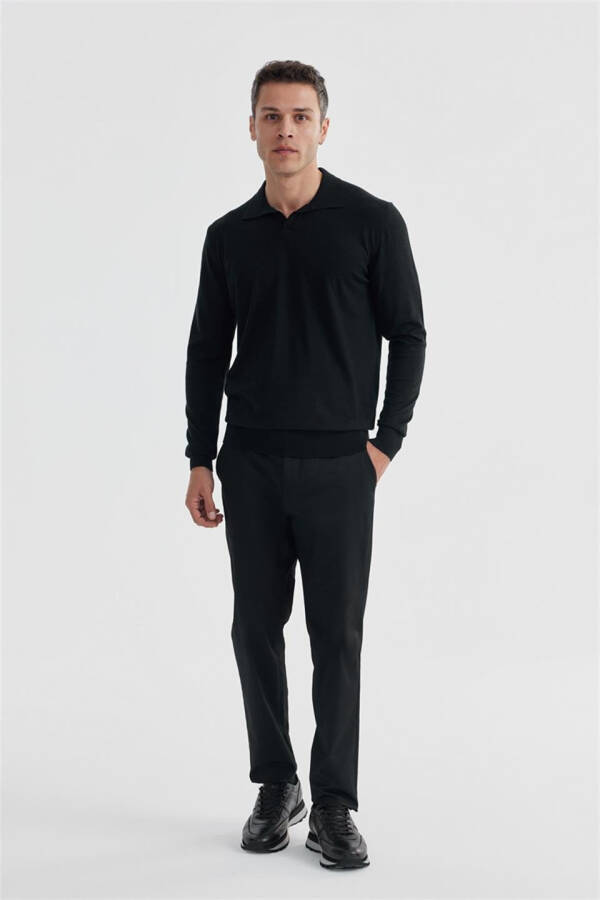 Black Slim Fit Polo Neck Sweater - 2