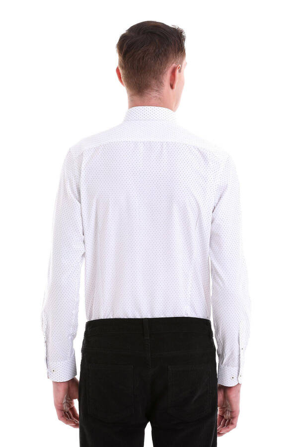 Black Slim Fit Printed Cotton Slim Collar Long Sleeve - 6