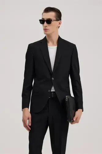 Black Slim Fit Single-Breasted Suit - 1