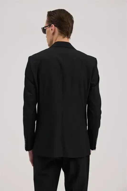 Black Slim Fit Single-Breasted Suit - 4