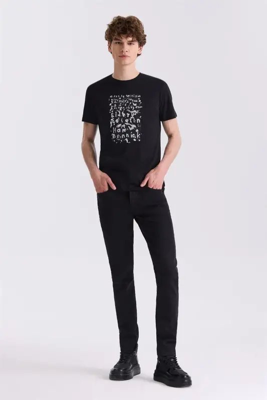 Black Slim Fit Tricot Crew Neck T-Shirt - 2