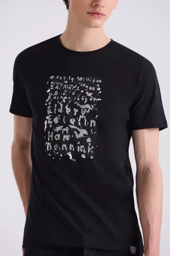 Black Slim Fit Tricot Crew Neck T-Shirt - 3