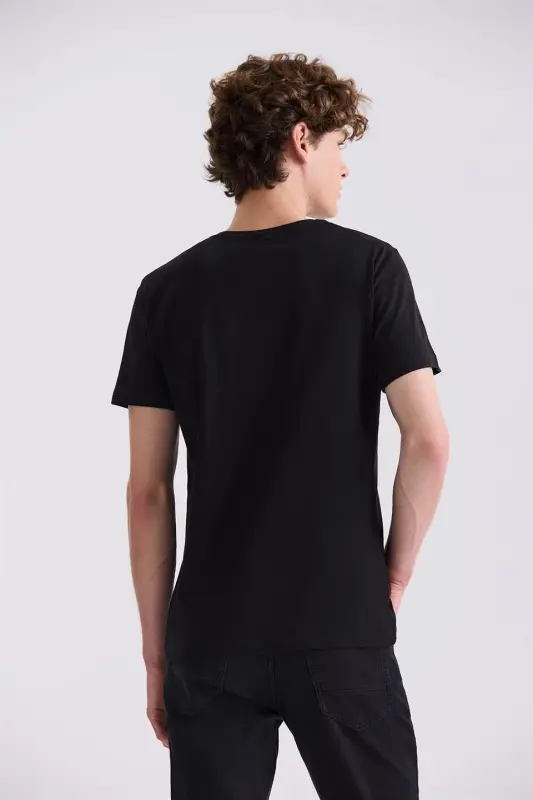 Black Slim Fit Tricot Crew Neck T-Shirt - 4