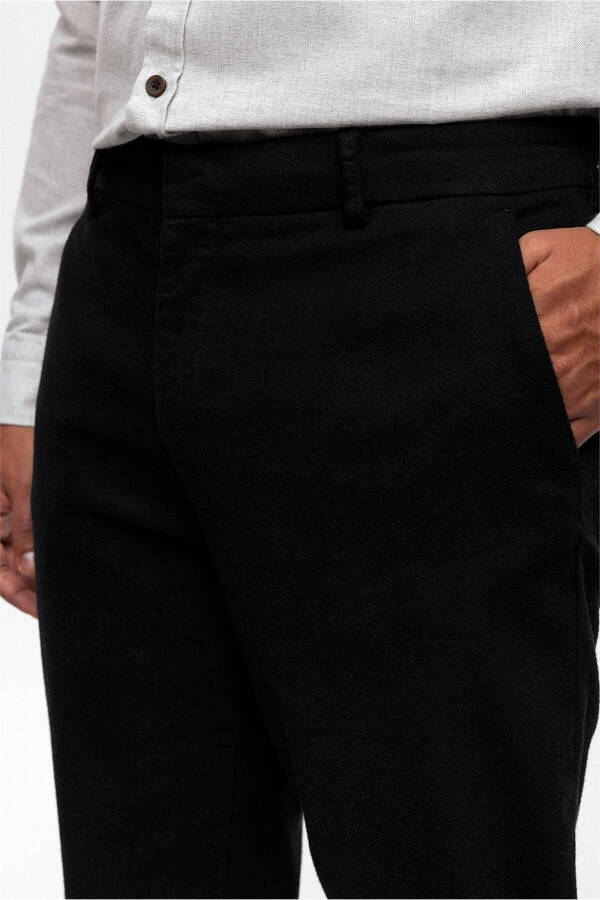 Black Smart Fit Cotton Chino Pants with Elastic Waistband - 8