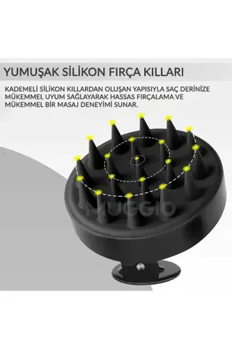 Black Soft Silicone Hair Care Massage Comb Shower Hair Scalp Massage Brush-Black - MUGGIO (1)