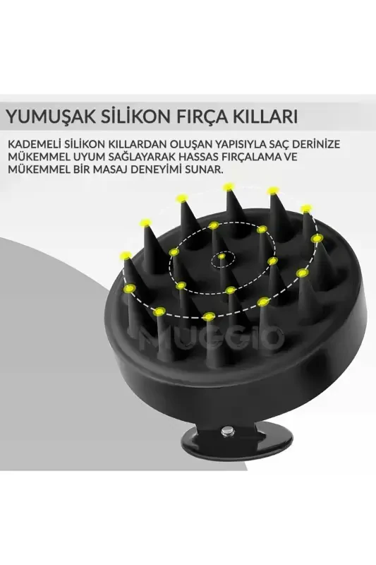 Black Soft Silicone Hair Care Massage Comb Shower Hair Scalp Massage Brush-Black - 2