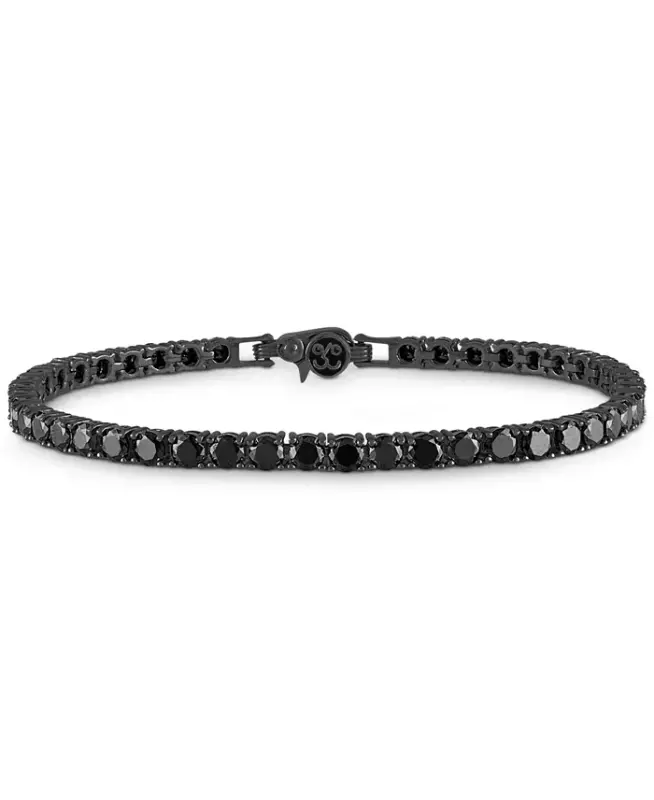 Black Spinel Tennis Bracelet (13 ct. t.w.) in Black Rhodium-Plated Sterling Silver, Created for Modazone-Stainless Steel - 1
