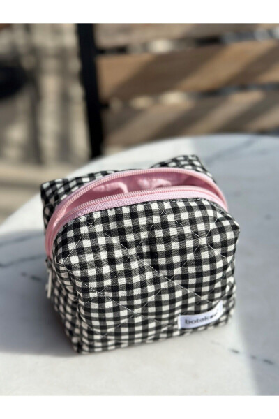 Black Square Pattern Makeup Bag - Small Size - 9