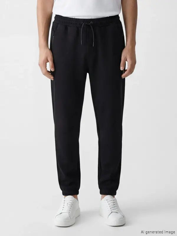 Black Standard Fit Men's Jogger Sweatpants - Black - 2