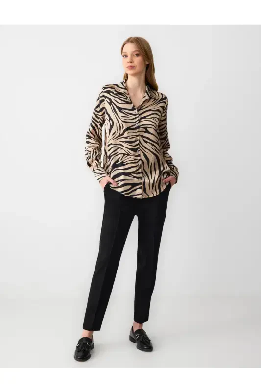 Black Straight Leg High Waist Regular Leg Woven Fabric Pants-Black - JIMMY KEY