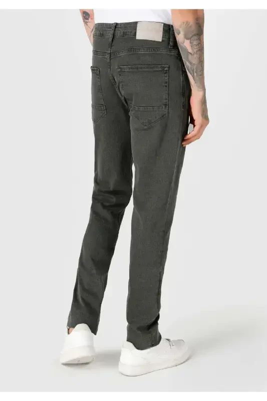 Black, straight leg, low rise, regular fit trousers for men. - 2