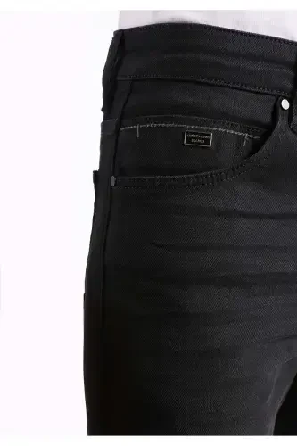 Black, straight leg, low rise, slim fit 041 Danny pants for men. - 5