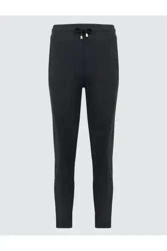 Black Straight Leg Regular Fit High Waisted Knitted Pants - 7
