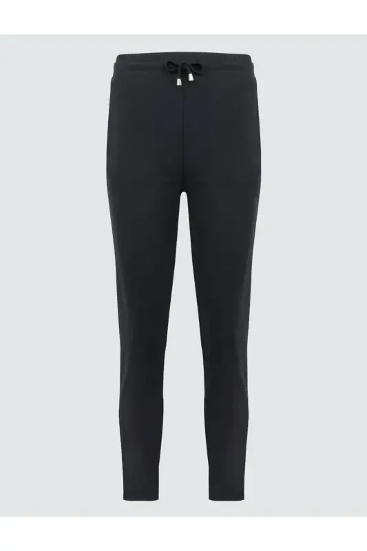 Black Straight Leg Regular Fit High Waisted Knitted Pants - 7