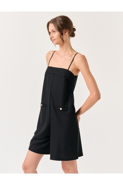 Black Strapless Plain Neck Short Jumpsuit - 25