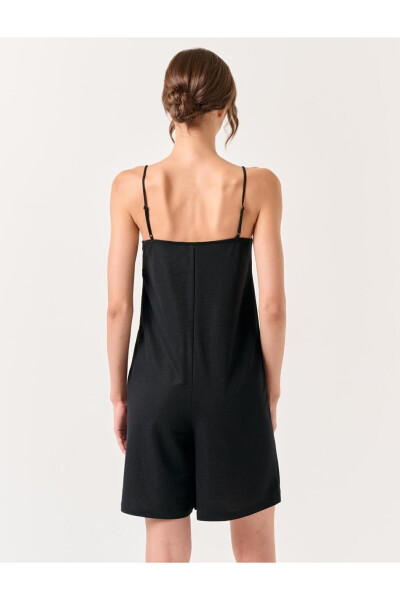 Black Strapless Plain Neck Short Jumpsuit - 14