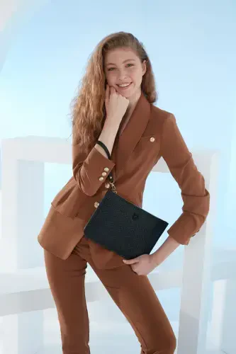 Black Straw Women's Portfolio & Clutch Bag 05PO23Y1713-Straw Black - 1