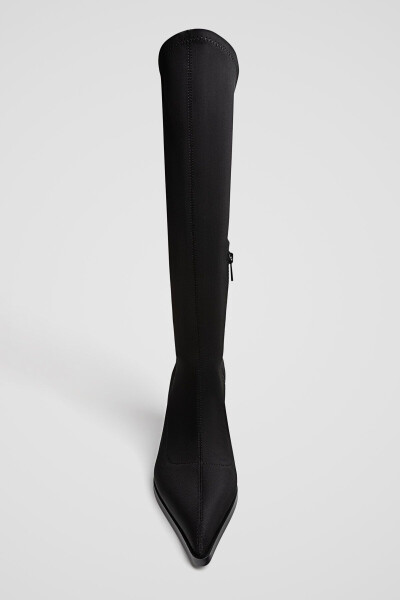 Black stretch heeled long boots - 9