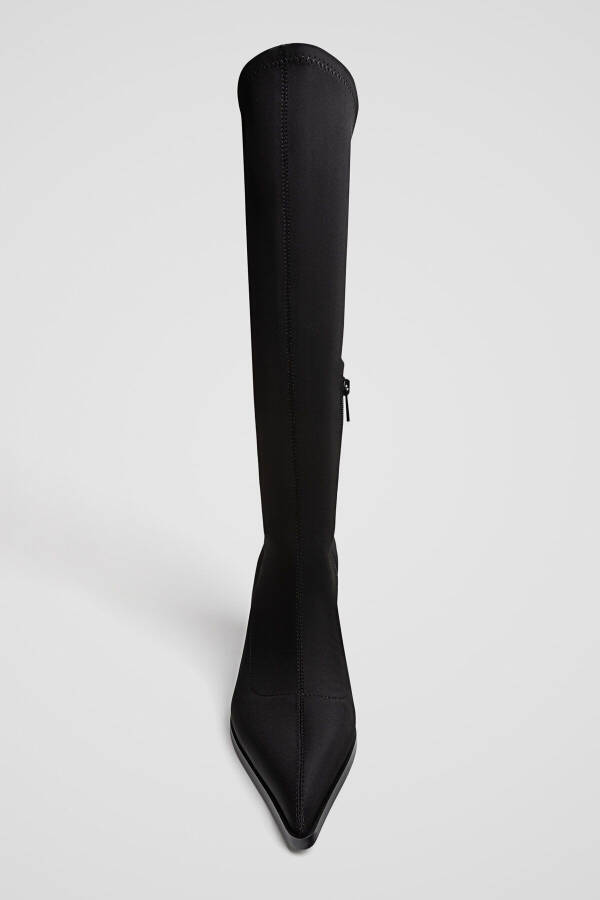 Black stretch heeled long boots - 4