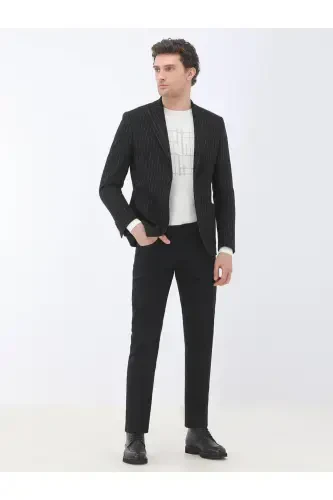 Black Striped Modern Fit Jacket - KIP (1)