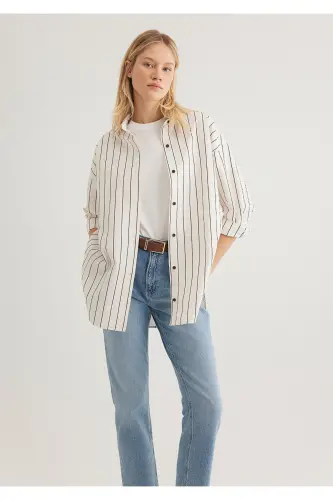 Black Striped Shirt Oversize / Loose Fit 121042 - 3