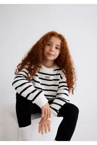 Black Striped Sweatshirt with Logo 7s10038-900 - 1