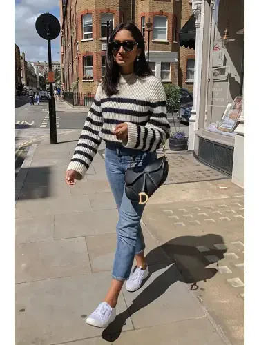 Black Striped Women's Sweater MG1298 - 5