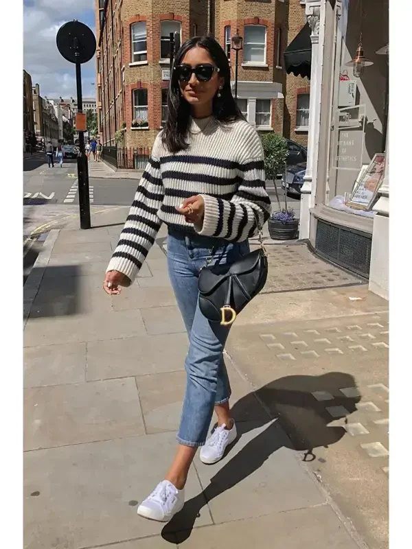 Black Striped Women's Sweater MG1298 - 5