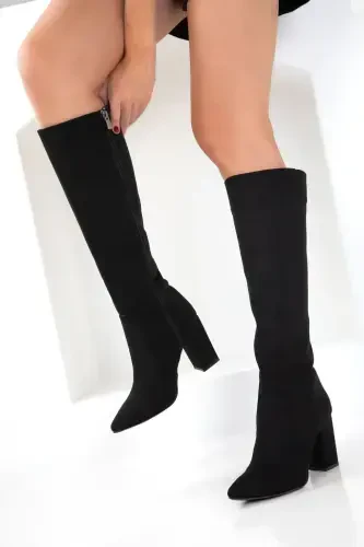 Black Suede Women's Boot 19956-Black Suede - 7