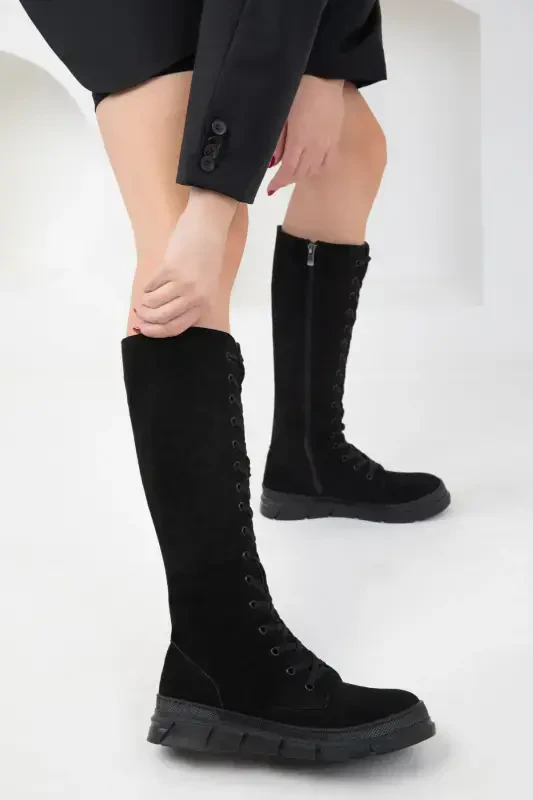 Black Suede Women's Boot 19977-Black Suede - SOHO