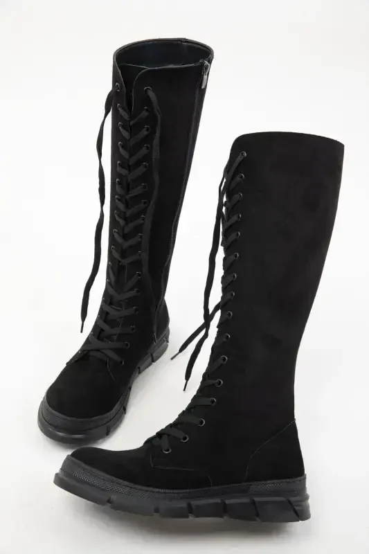 Black Suede Women's Boot 19977-Black Suede - 2