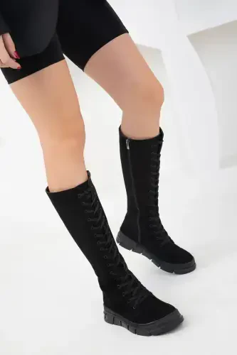 Black Suede Women's Boot 19977-Black Suede - 3