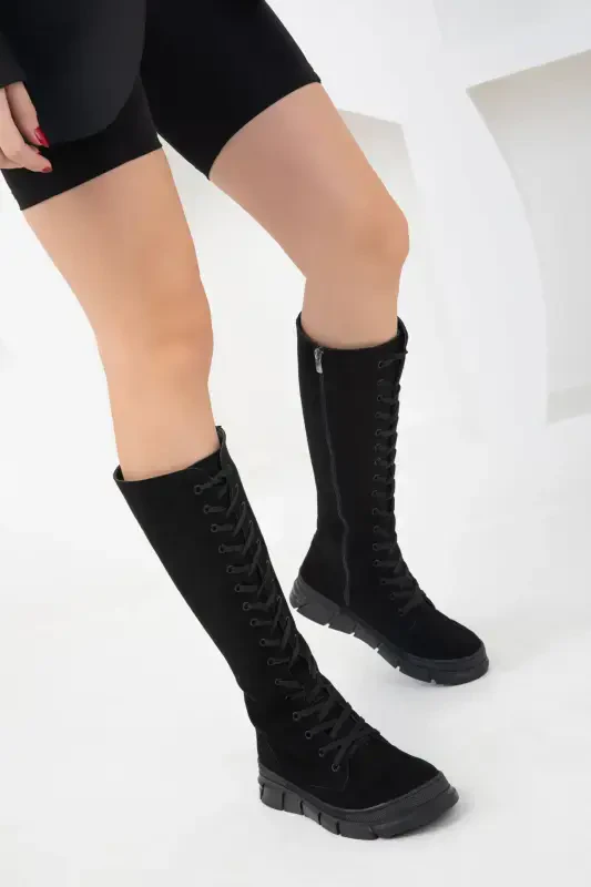 Black Suede Women's Boot 19977-Black Suede - 3