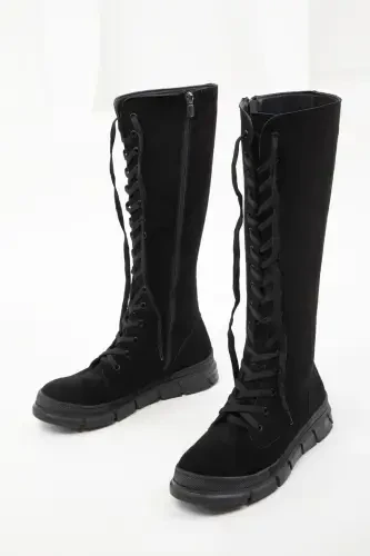 Black Suede Women's Boot 19977-Black Suede - 4