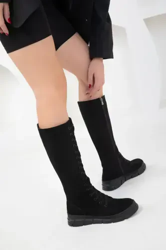 Black Suede Women's Boot 19977-Black Suede - 5