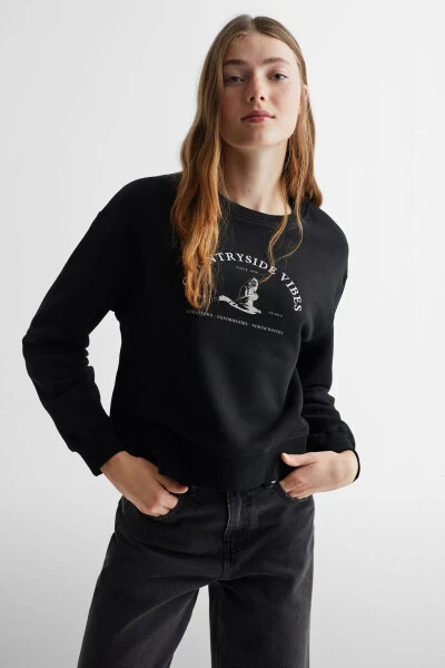 Black Sweatshirt for Girls - MANGO KIDS (1)