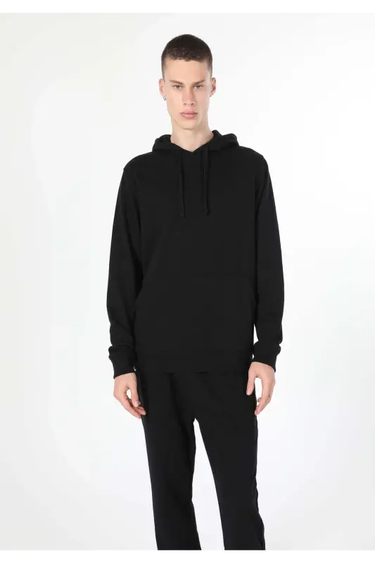 Black sweatshirt for men, regular fit. Cl1055785 - 3