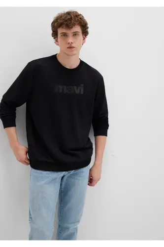 Black Sweatshirt with Logo Print 066303-900 - 1
