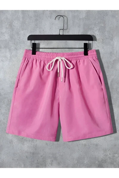 Black T-shirt with Rabbit Print and Pink Shorts Set - 3