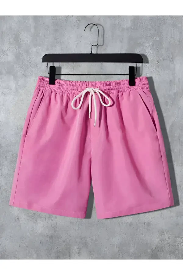 Black T-shirt with Rabbit Print and Pink Shorts Set - 3