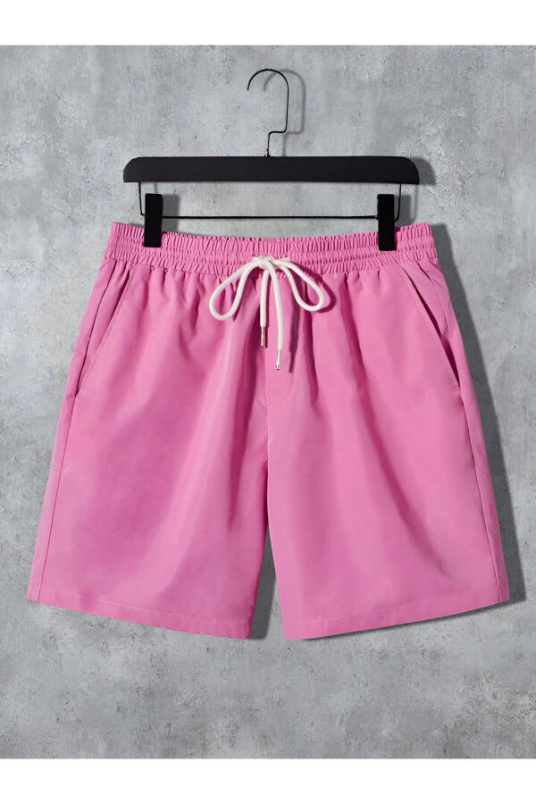 Black T-shirt with Rabbit Print and Pink Shorts Set - 3