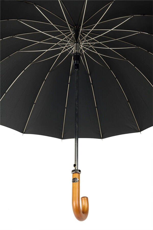 Black Tartan Wooden Handle 16 Steel Rib Premium Luxury Men's Walking Stick Umbrella M21marmpr1025r002 - 3