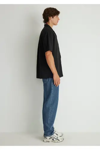 Black Tencel Tm Lyocell Shirt Loose Fit - 5