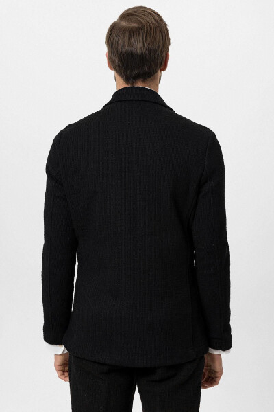 Black Textured Unlined Men's Jacket - 20