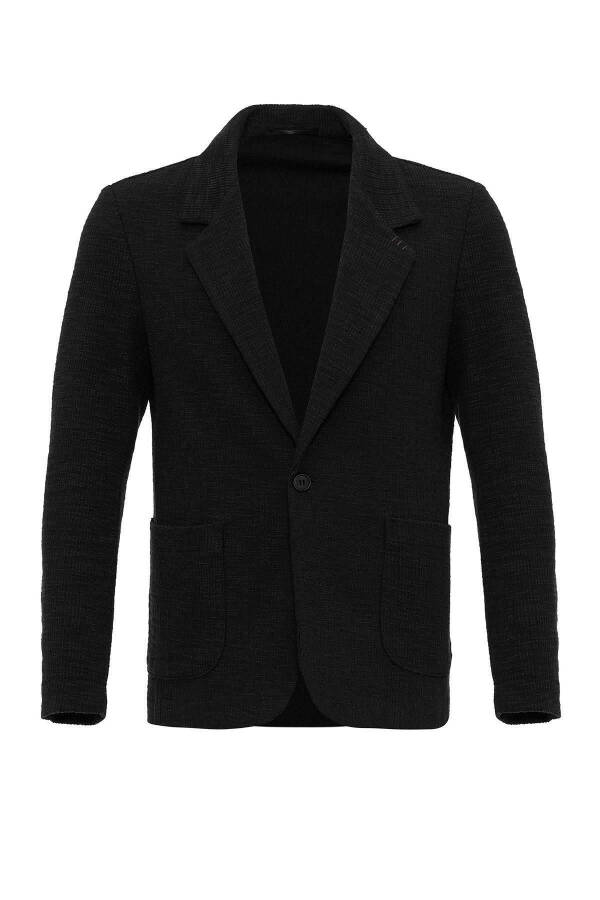 Black Textured Unlined Men's Jacket - 21