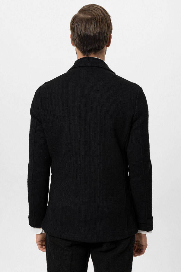 Black Textured Unlined Men's Jacket - 13