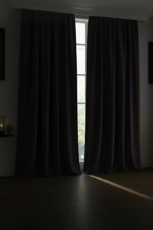 Black Thermal 100% Light Blocking Blackout Dimout Curtain (W X H) - 8